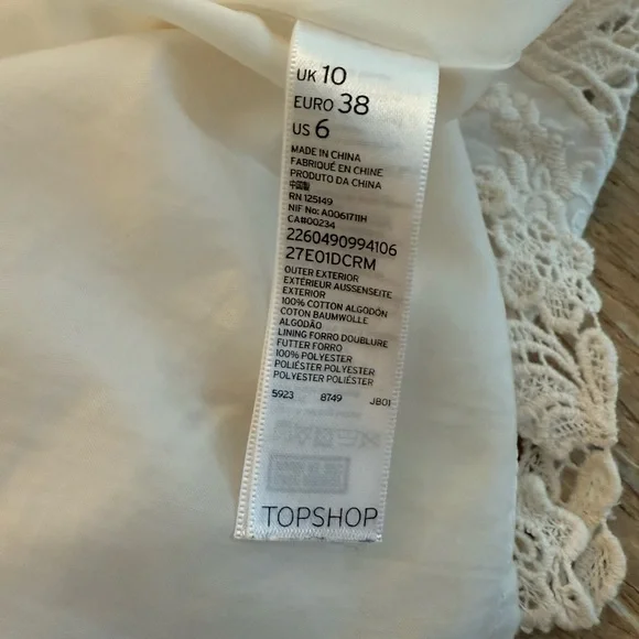 Topshop Cream Mini Skirt Size 6 - Picture 8 of 8